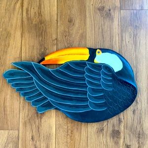 VTG Tropical Wooden Hand Painted Toucan Dish